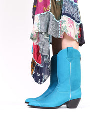 CLEAN TURQUOISE COWBOY BOOTS CARLEY - sustainably made MOMO NEW YORK sustainable clothing, boots slow fashion