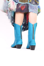 CLEAN TURQUOISE COWBOY BOOTS CARLEY - sustainably made MOMO NEW YORK sustainable clothing, boots slow fashion