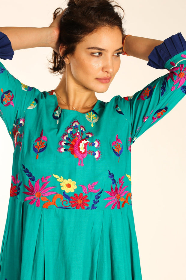 COTTON EMBROIDERED DRESS NELI - sustainably made MOMO NEW YORK sustainable clothing, dress slow fashion