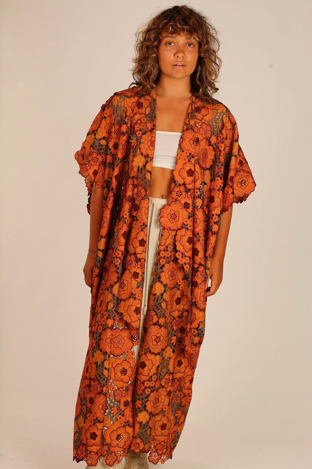 COTTON LACE KIMONO - sustainably made MOMO NEW YORK sustainable clothing, Kimono slow fashion