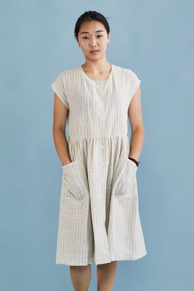 COTTOn LINEN DRESS HEIDI - sustainably made MOMO NEW YORK sustainable clothing, kaftan slow fashion