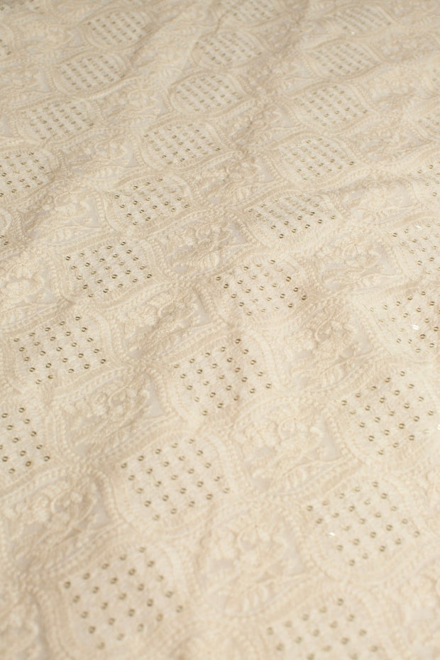 CREAM EMBROIDERED SILK B32-24 - sustainably made MOMO NEW YORK sustainable clothing, fabric slow fashion