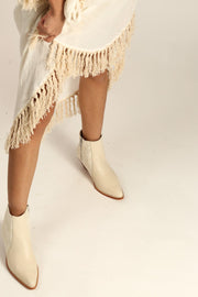 CREME LEATHER CREME EMBROIDERED FABRIC BOOTS SEL - sustainably made MOMO NEW YORK sustainable clothing, boots slow fashion