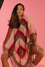 CROCHET KIMONO CAPE INGRID - sustainably made MOMO NEW YORK sustainable clothing, crochet slow fashion