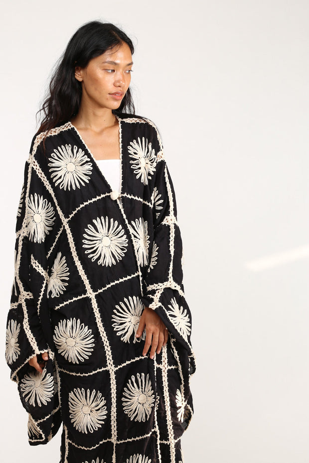 CROCHET KIMONO MAIGRET - sustainably made MOMO NEW YORK sustainable clothing, resort2023 slow fashion