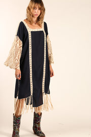 CROCHET SLEEVES KAFTAN HANNELI - sustainably made MOMO NEW YORK sustainable clothing, dress slow fashion