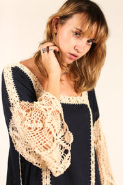 CROCHET SLEEVES KAFTAN HANNELI - sustainably made MOMO NEW YORK sustainable clothing, dress slow fashion