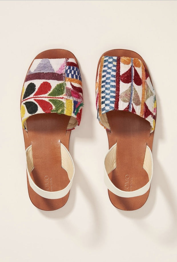 DESSA EMBROIDERED SLING BACK SANDALS X ANTHROPOLOGIE - sustainably made MOMO NEW YORK sustainable clothing, mules slow fashion