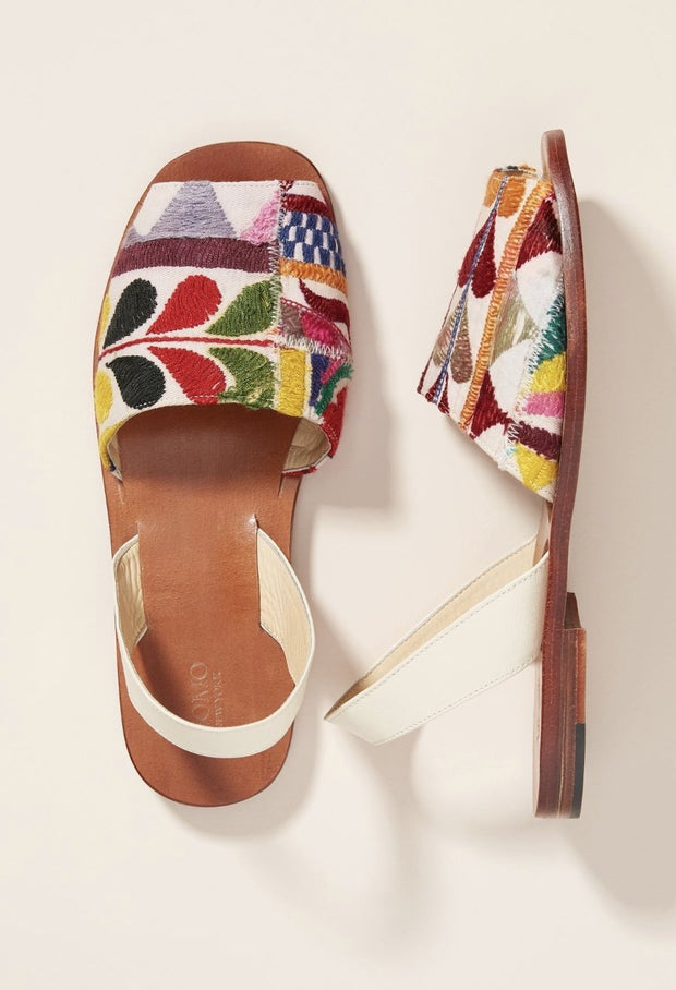 DESSA EMBROIDERED SLING BACK SANDALS X ANTHROPOLOGIE - sustainably made MOMO NEW YORK sustainable clothing, mules slow fashion