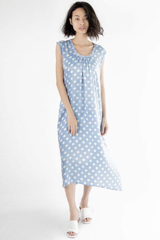 Dress Karen Modal Silk Polka Dot - sustainably made MOMO NEW YORK sustainable clothing, kaftan slow fashion