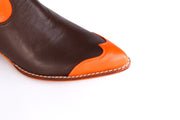 EASY RIDER ORANGE BROWN WESTERN BOOTS - sustainably made MOMO NEW YORK sustainable clothing, boots slow fashion