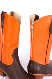 EASY RIDER ORANGE BROWN WESTERN BOOTS - sustainably made MOMO NEW YORK sustainable clothing, boots slow fashion