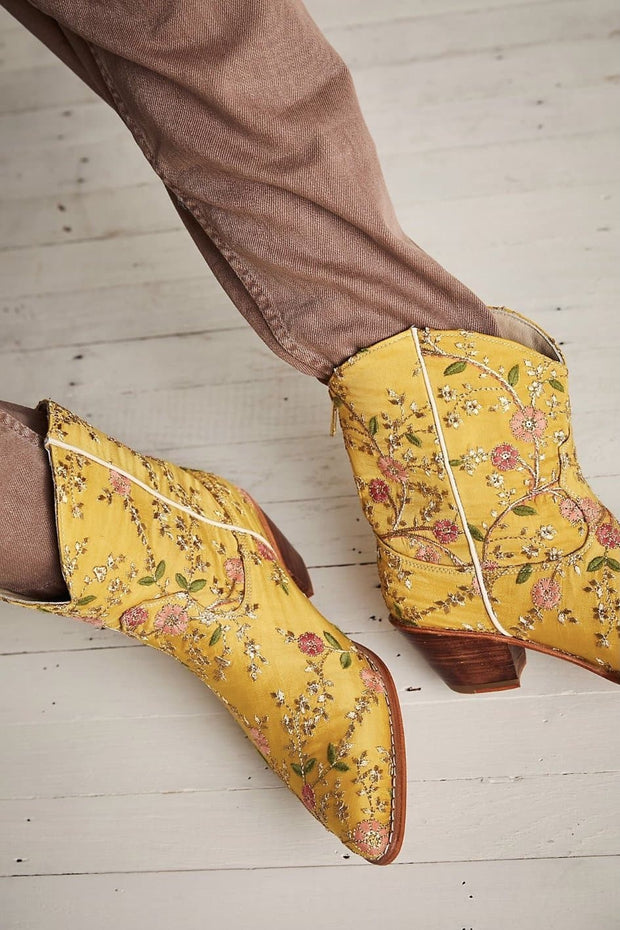 ELOISE EMBROIDERED ANKLE BOOTS - sustainably made MOMO NEW YORK sustainable clothing, boots slow fashion