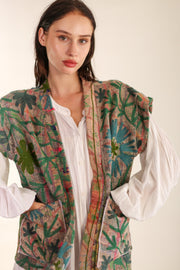 EMBROIDERED COTTON VEST WINU - sustainably made MOMO NEW YORK sustainable clothing, Kimono slow fashion