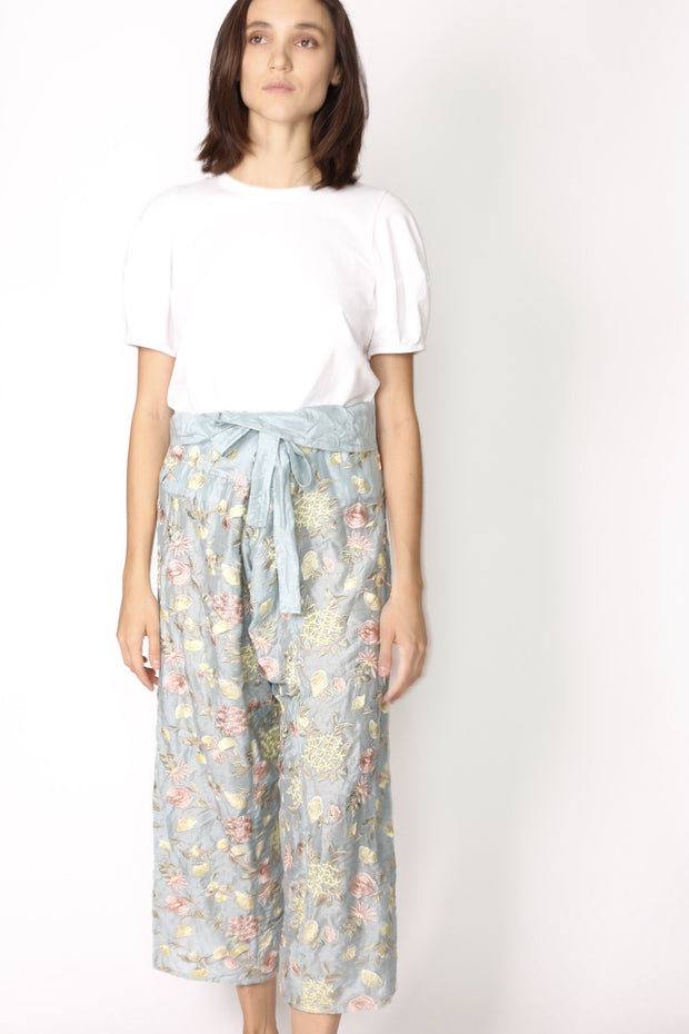 EMBROIDERED FISHERMAN PANTS MAYU - sustainably made MOMO NEW YORK sustainable clothing, pants slow fashion