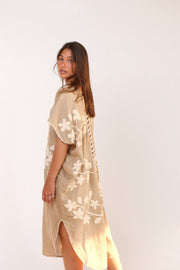 EMBROIDERED KAFTAN ALEXANDRA - sustainably made MOMO NEW YORK sustainable clothing, kaftan slow fashion