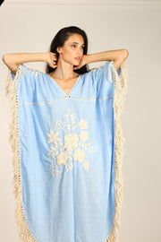 EMBROIDERED KAFTAN CASSI - sustainably made MOMO NEW YORK sustainable clothing, kaftan slow fashion