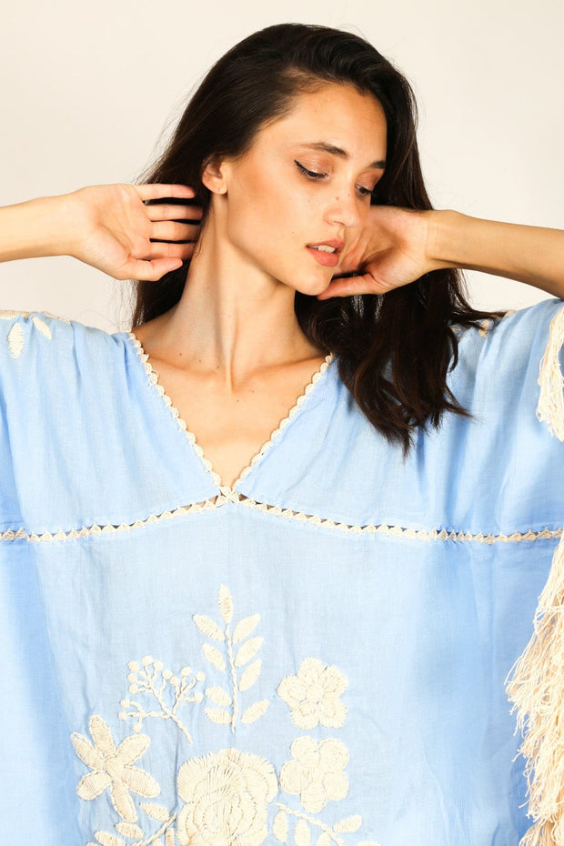 EMBROIDERED KAFTAN CASSI - sustainably made MOMO NEW YORK sustainable clothing, kaftan slow fashion