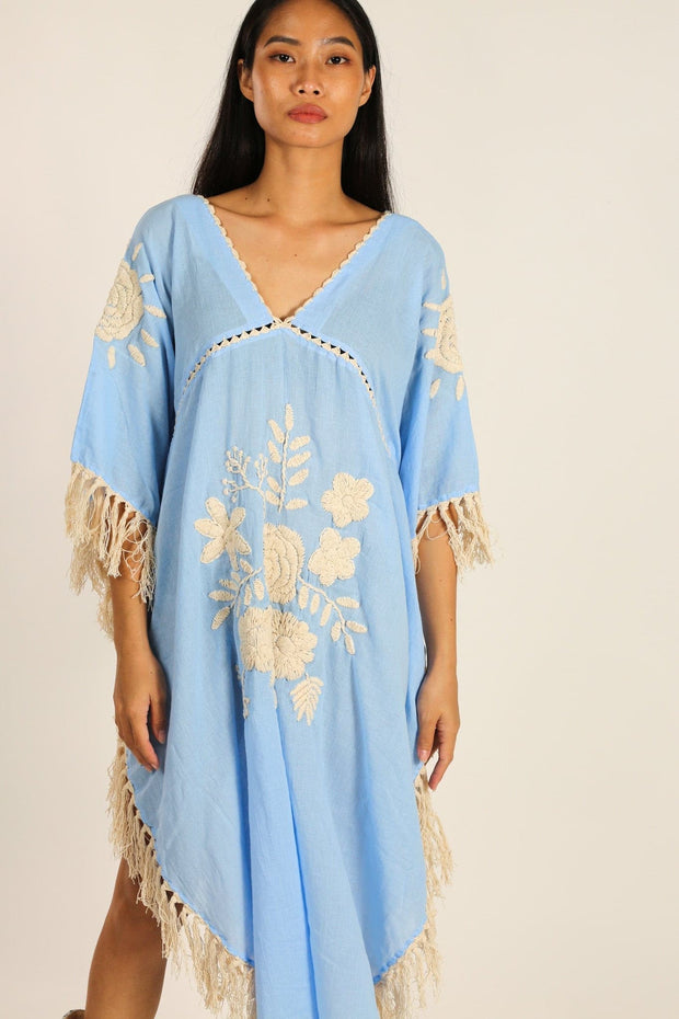 EMBROIDERED KAFTAN CASSI - sustainably made MOMO NEW YORK sustainable clothing, kaftan slow fashion