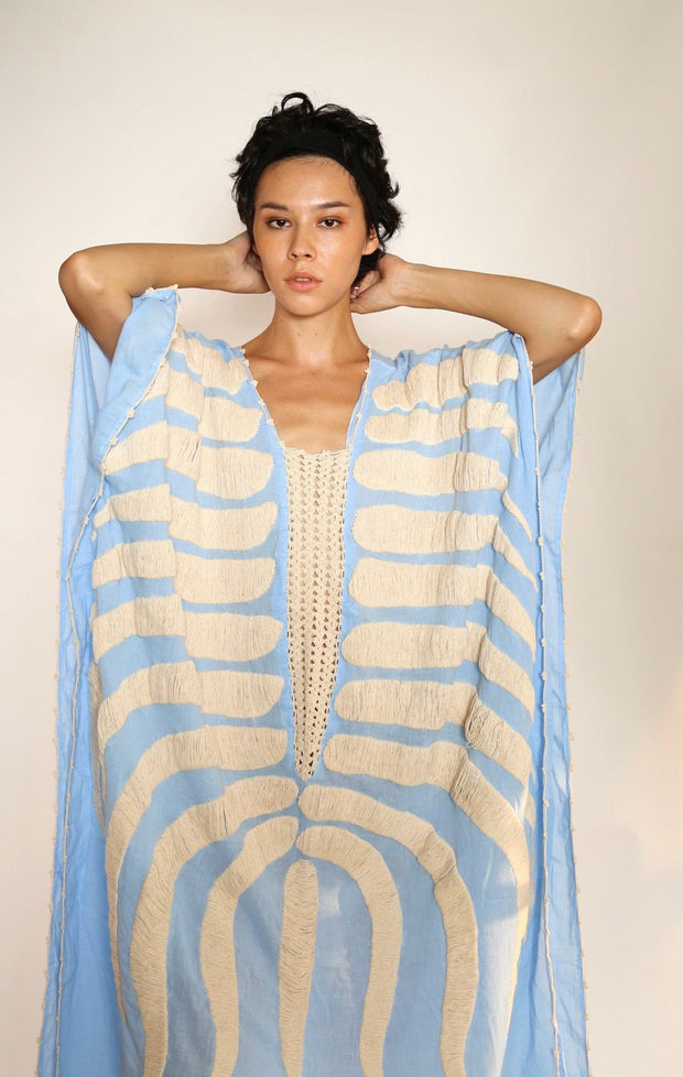 EMBROIDERED KAFTAN MARIE CLAIRE - sustainably made MOMO NEW YORK sustainable clothing, kaftan slow fashion