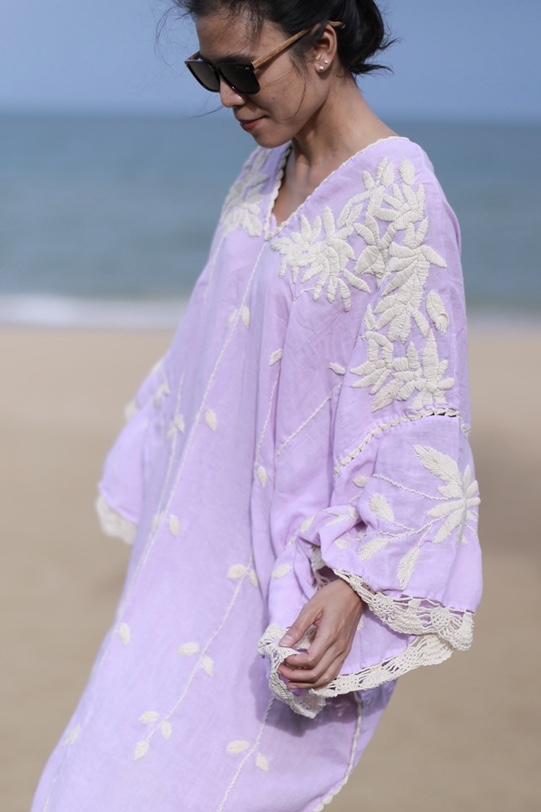 EMBROIDERED KAFTAN NATALIE - sustainably made MOMO NEW YORK sustainable clothing, kaftan slow fashion