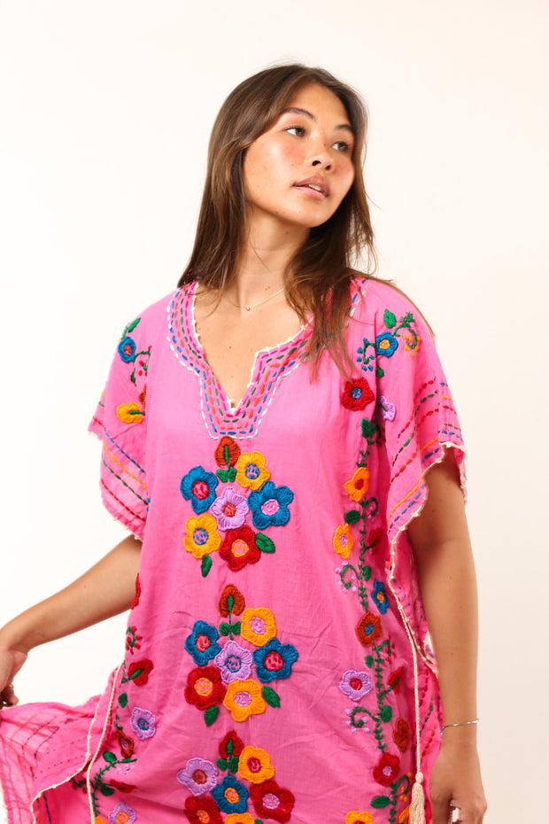 EMBROIDERED KAFTAN PHOEBE - sustainably made MOMO NEW YORK sustainable clothing, kaftan slow fashion