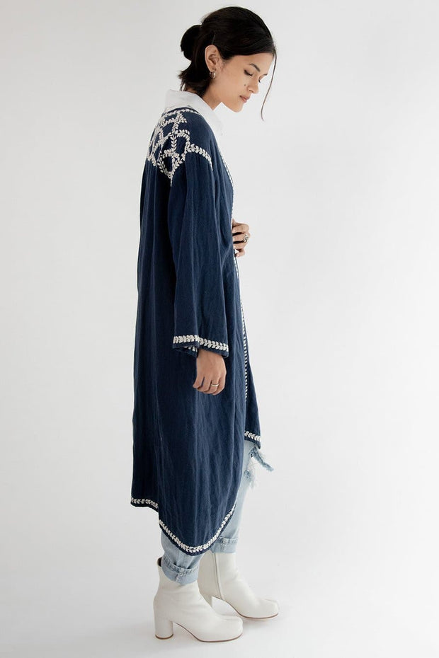 Embroidered Kimono Coat Miki - sustainably made MOMO NEW YORK sustainable clothing, embroidered dress slow fashion