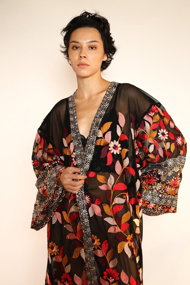 EMBROIDERED KIMONO DUSTER PIERA - sustainably made MOMO NEW YORK sustainable clothing, fall22 slow fashion