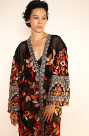 EMBROIDERED KIMONO DUSTER PIERA - sustainably made MOMO NEW YORK sustainable clothing, fall22 slow fashion