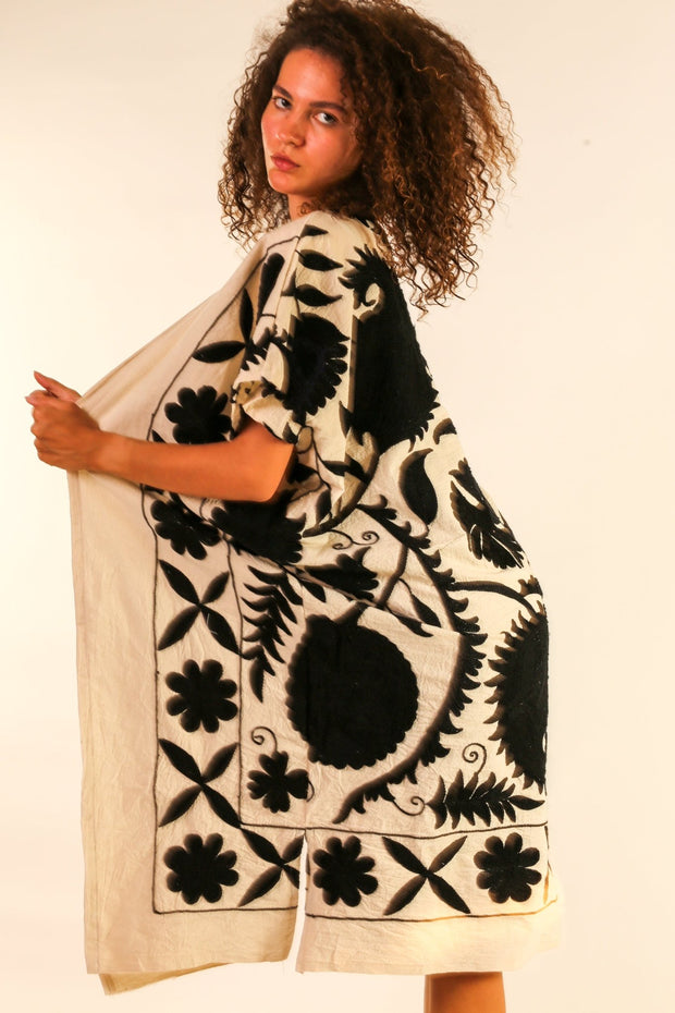 EMBROIDERED KIMONO LUNA - sustainably made MOMO NEW YORK sustainable clothing, Kimono slow fashion