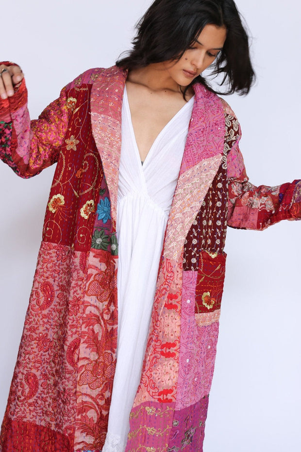 EMBROIDERED PATCHWORK ROBE JACKET SAMIRA - sustainably made MOMO NEW YORK sustainable clothing, Jacket slow fashion