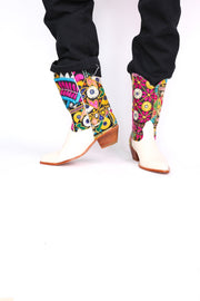 EMBROIDERED PATCHWORK WESTERN BOOTS ANDROMEDA - sustainably made MOMO NEW YORK sustainable clothing, boots slow fashion