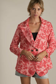 EMBROIDERED PINK FLOWER BLAZER JACKET AGLAIA - sustainably made MOMO NEW YORK sustainable clothing, Jacket slow fashion