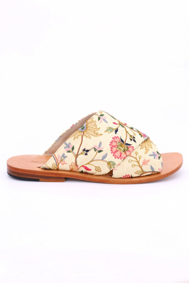 EMBROIDERED SANDALS DAISY - sustainably made MOMO NEW YORK sustainable clothing, mules slow fashion