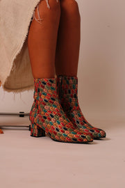 EMBROIDERED SILK BOOTS SHARON - sustainably made MOMO NEW YORK sustainable clothing, boots slow fashion