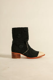 EMBROIDERED SILK CREAM CAP BOOTS LARA - sustainably made MOMO NEW YORK sustainable clothing, boots slow fashion