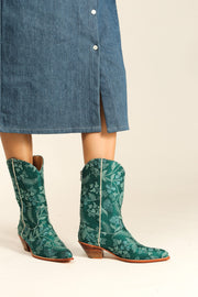 EMBROIDERED SILK WESTERN BOOTS ARWA - sustainably made MOMO NEW YORK sustainable clothing, boots slow fashion