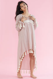 Embroidered Tassel Kaftan Rie - sustainably made MOMO NEW YORK sustainable clothing, Boho Chic slow fashion