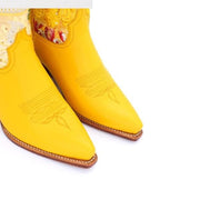 EMBROIDERED WESTERN BOOTS MARLA YELLOW - sustainably made MOMO NEW YORK sustainable clothing, boots slow fashion