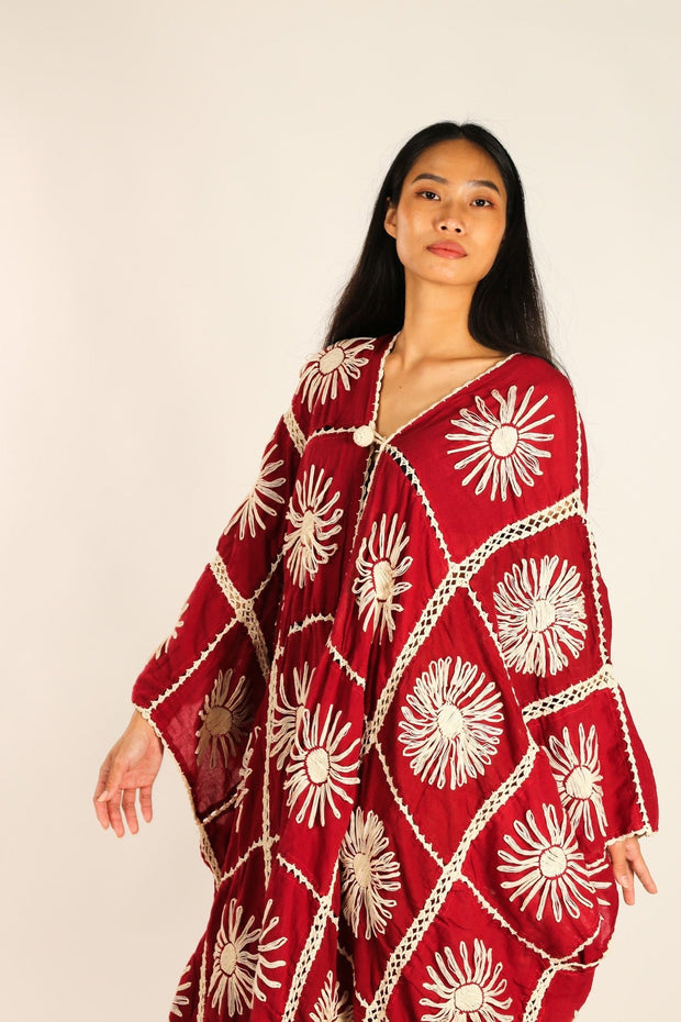 FLORA CROCHET KIMONO - sustainably made MOMO NEW YORK sustainable clothing, crochet slow fashion