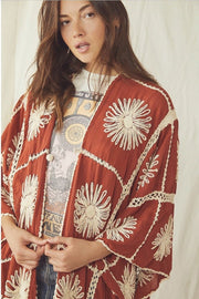 FLORA CROCHET KIMONO X FREE PEOPLE - sustainably made MOMO NEW YORK sustainable clothing, crochet slow fashion