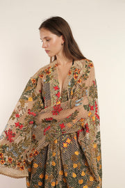 FLOWER COTTON LACE EMBROIDERED KIMONO - sustainably made MOMO NEW YORK sustainable clothing, kimono slow fashion