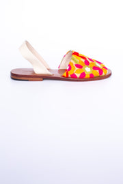 FLOWER EMBROIDERED SANDALS DESSA - sustainably made MOMO NEW YORK sustainable clothing, mules slow fashion