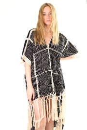 FRINGE KAFTAN DRESS RASMI - sustainably made MOMO NEW YORK sustainable clothing, kaftan slow fashion