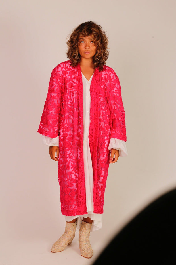 FUCHSIA PINK KIMONO BARBIE - sustainably made MOMO NEW YORK sustainable clothing, kimono slow fashion