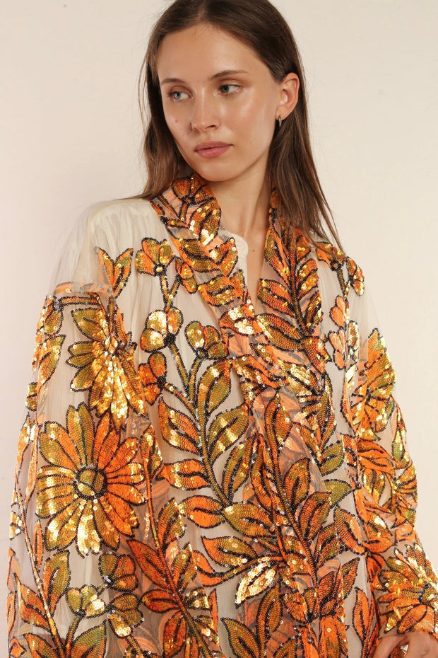 GOLD FOREST KIMONO - sustainably made MOMO NEW YORK sustainable clothing, kimono slow fashion