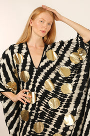 HAND BATIK GOLD DOT KAFTAN LIENA - sustainably made MOMO NEW YORK sustainable clothing, dress slow fashion