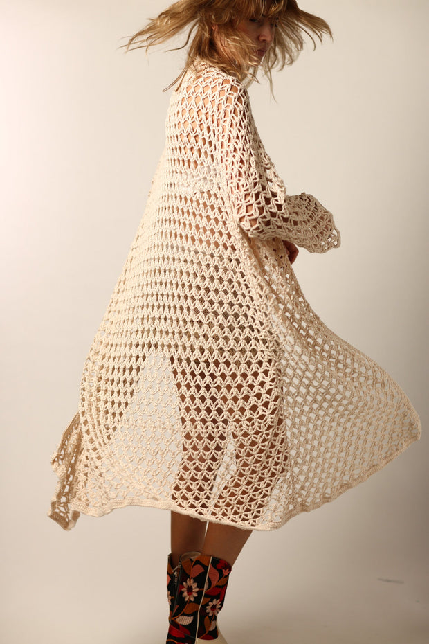 HAND CROCHET KIMONO DUSTER NOEMI - sustainably made MOMO NEW YORK sustainable clothing, wholesale1122 slow fashion