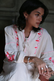 HAND EMBROIDERED COTTON EVERY DAY DRESS JELENA - sustainably made MOMO NEW YORK sustainable clothing, kaftan slow fashion