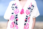 HAND EMBROIDERED KAFTAN DRESS YUKI - sustainably made MOMO NEW YORK sustainable clothing, kaftan slow fashion